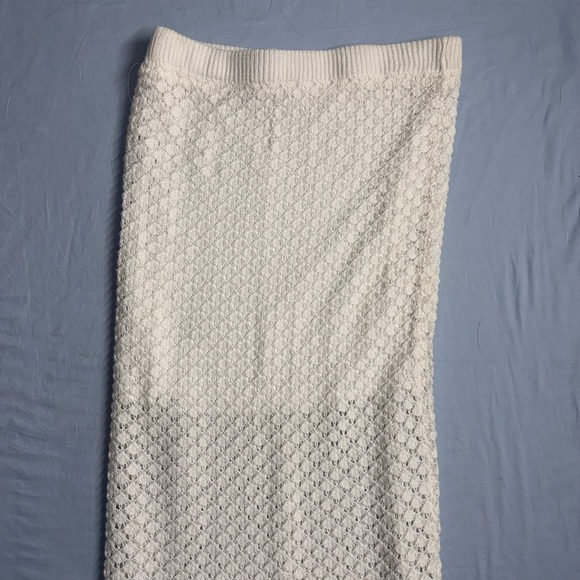 OLIVE‎ + OAK White Knit Maxi Skirt Textured Mesh Elastic Waist sz large - Picture 6 of 6